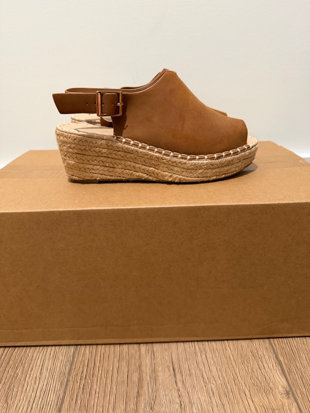 Catherine Malandrino Tan Espadrille Wedge Slingback Sandals